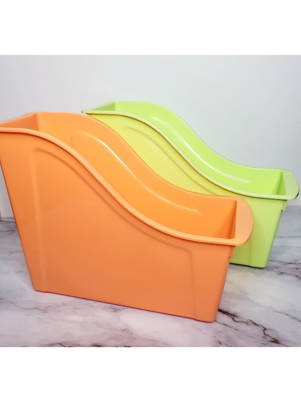 Lot Of 2 Book Storage Bin Interlocking Plastic Organizer for Home Office/school